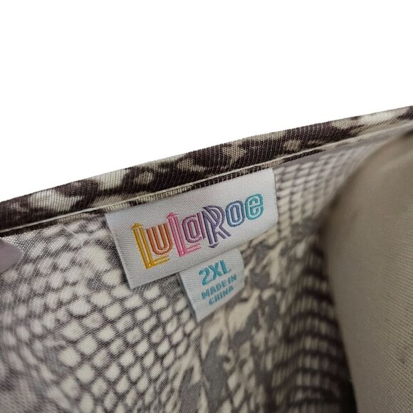 LulaRoe Macy Back V-Neck Maxi Dress Snake Animal Print Side Slit‎ Tan Womens 2XL - Picture 5 of 10